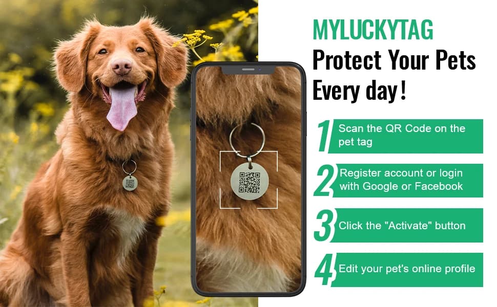 Personalized Stainless Steel QR Code Pet ID | Dog and Cat Collar Tag | Online Profile | Scanned Location Alert — product details