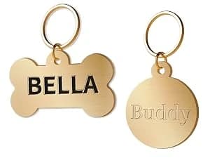 Personalized Brass Dog Tag — Custom Engraved Pet ID Tag — Deep Engraving