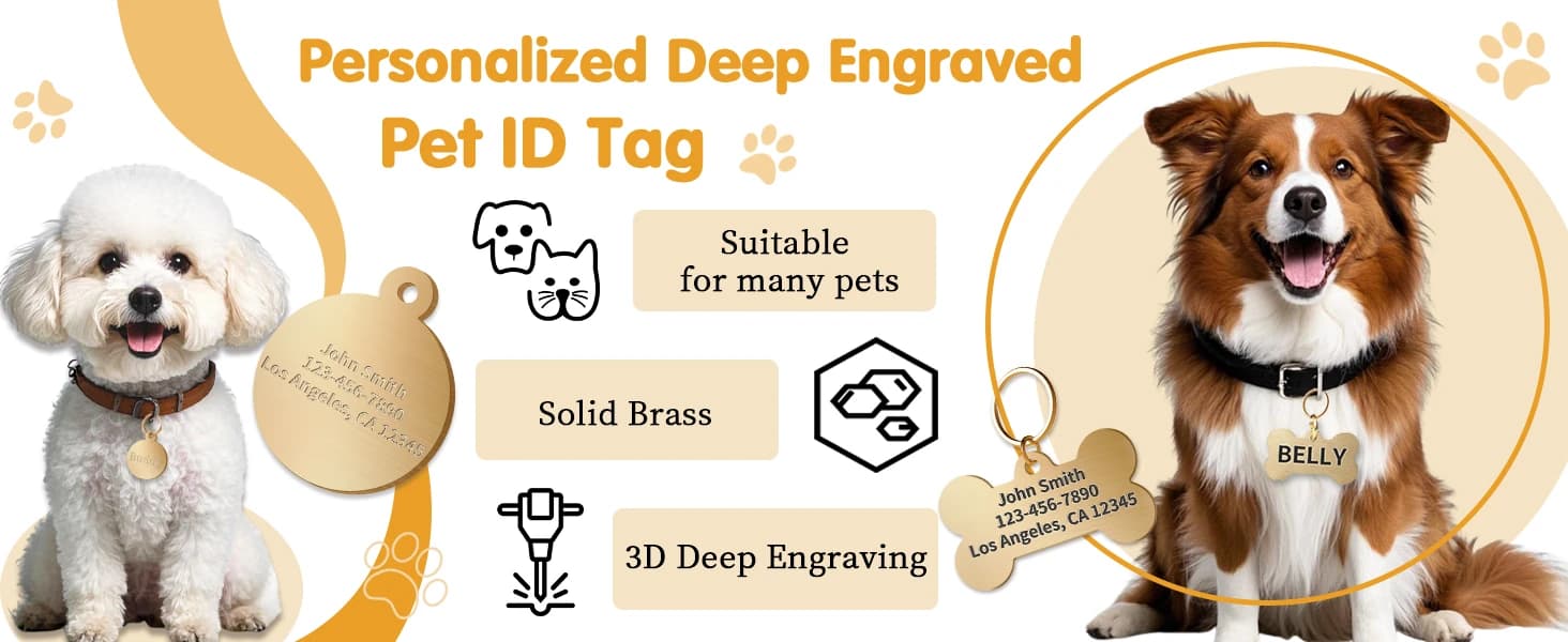 Personalized Brass Dog Tag — Custom Engraved Pet ID Tag — product details