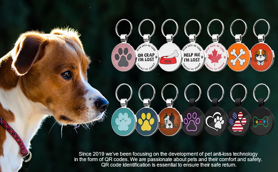 QR Code Pet ID | Personalized Dog and Cat Collar Tag | Online Profile with Instant Scanned Location Alert Email — product details
