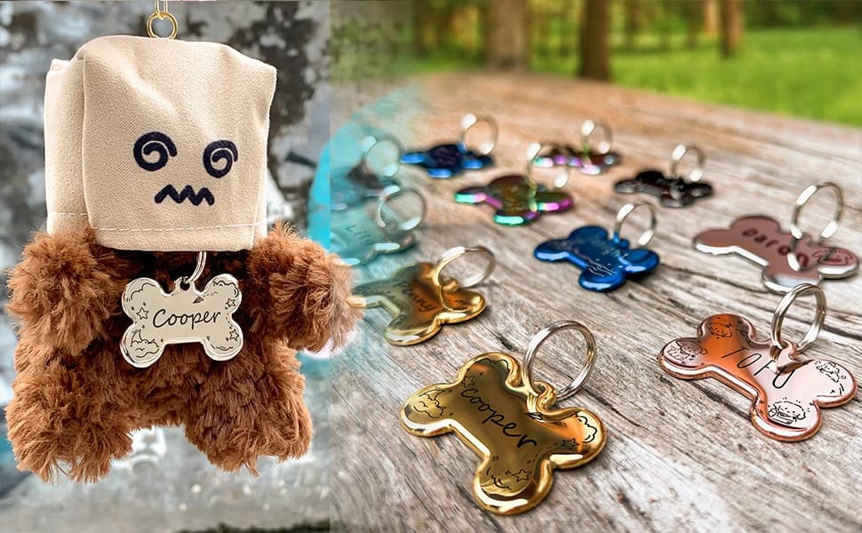 Name Pattern Art Design - Dog Tags Personalized for Pets - Custom Cats Dogs ID Tag - Stainless Steel Deep — product details