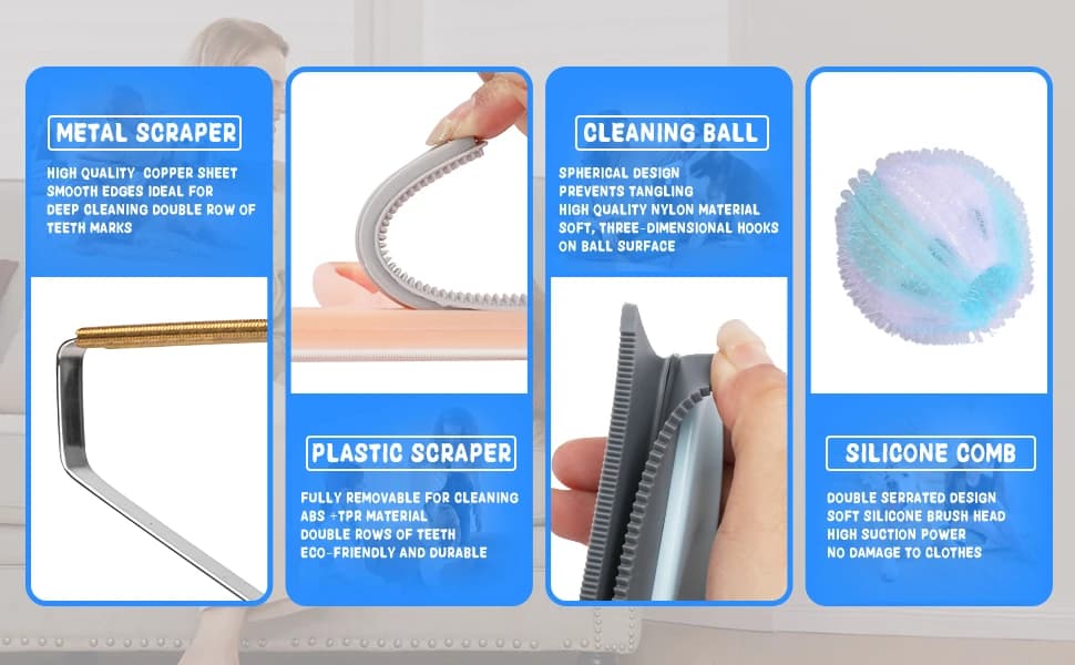 Pet Hair Removal Tool: 6 Pcs Dog and Cat Hair Remover - Reusable Pet Hair Remover with Laundry Pet Hair Catcher — product details