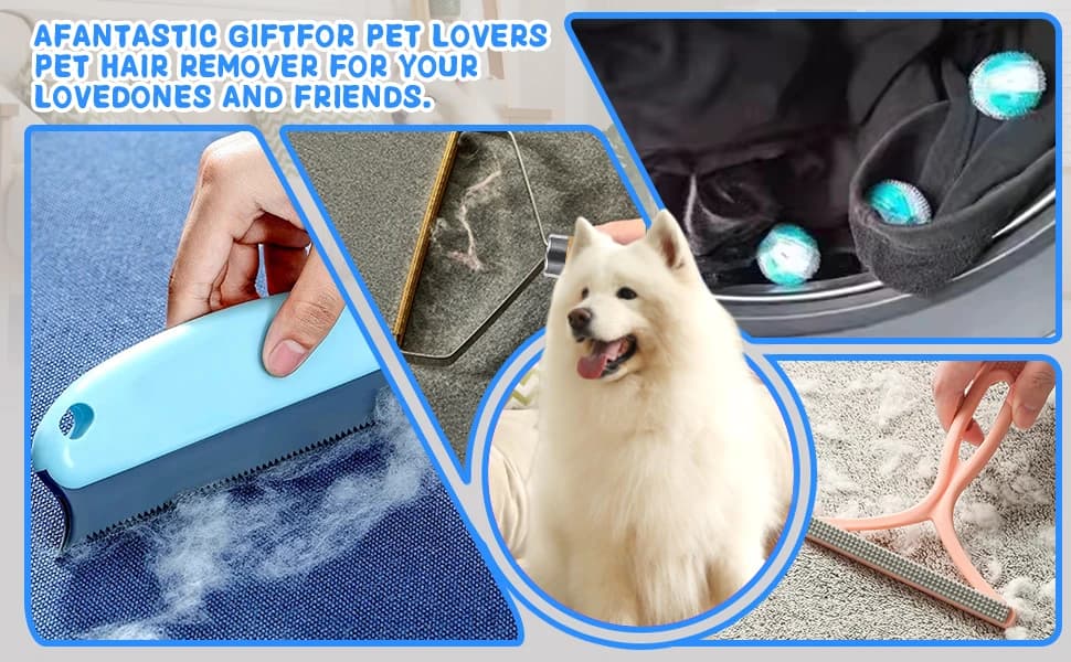 Pet Hair Removal Tool: 6 Pcs Dog and Cat Hair Remover - Reusable Pet Hair Remover with Laundry Pet Hair Catcher — product details