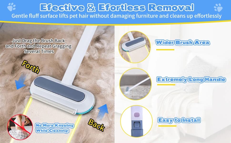 Pet Hair Remover for Furniture – 23.2Inch Reusable Dog and Cat Hair Removal Brush — product details