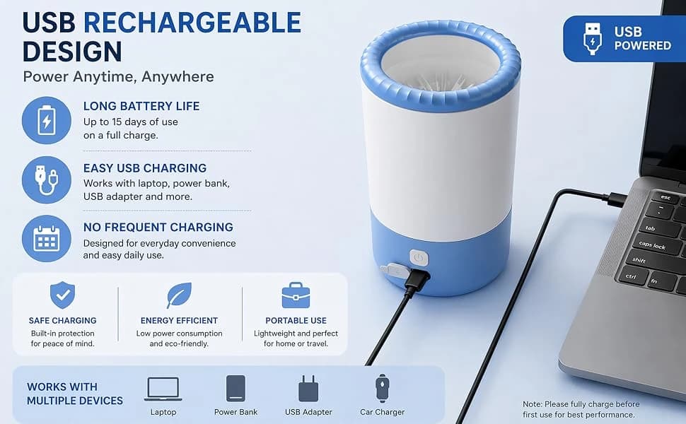 Electric Dog Paw Cleaner Cup – Rechargeable Paw Cleaning Device with Soft Silicone Bristles — product details
