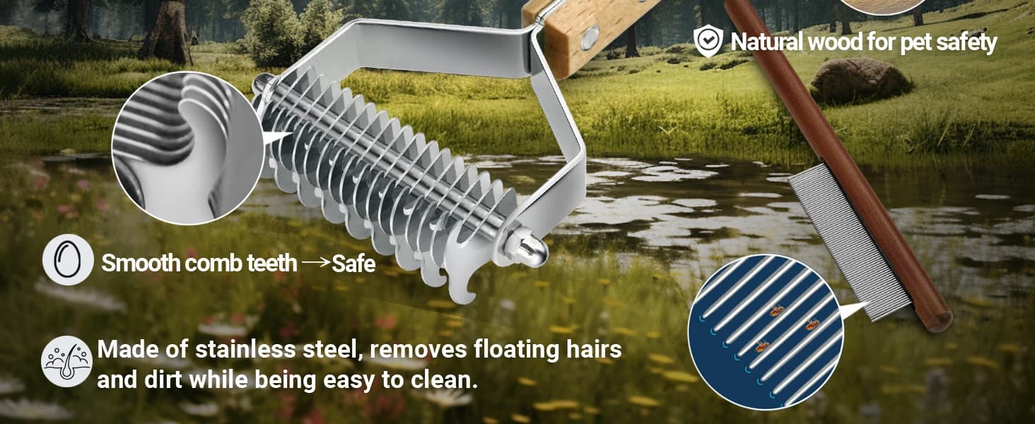 Dematting Comb for Dogs and Cats — Mat Remover and Deshedding Grooming Tool — product details