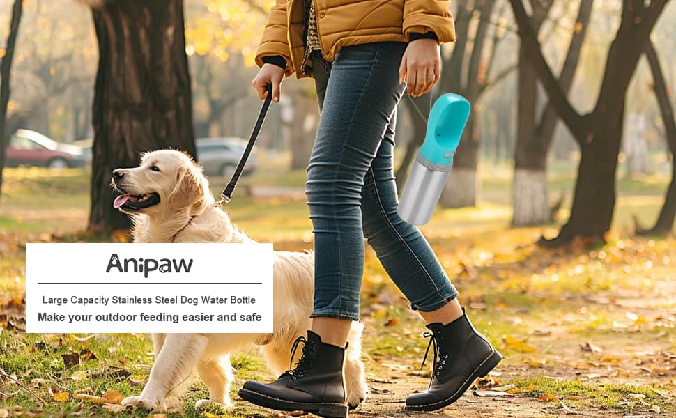 Portable Dog Water Bottle — 14 OZ Stainless Steel Pet Water Dispenser — product details