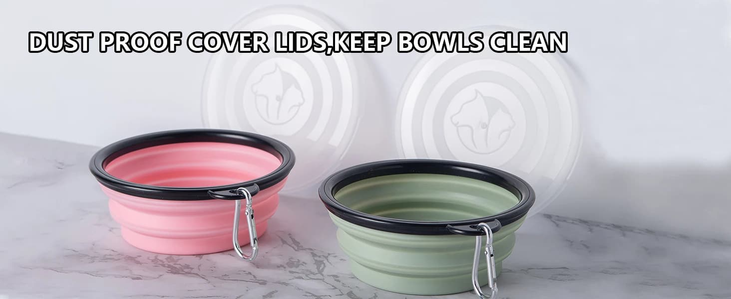 Dog Bowls Pet Collapsible Bowl with Cover Lids — product details