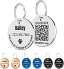 Personalized Stainless Steel QR Code Pet ID | Dog and Cat Collar Tag | Online Profile | Scanned Location Alert