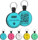 Silent Silicone QR Code Pet ID | Personalized Dog and Cat Collar Tag | Online Profile with Scanned Location