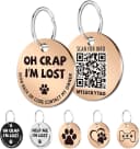 Stainless Steel QR Code Pet ID | Dog and Cat Collar Tag | Personalized Online Profile | Scanned Location Alert