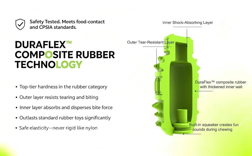 Natural Rubber Squeaky Dog Chew Toy for Large Aggressive Chewers — product details