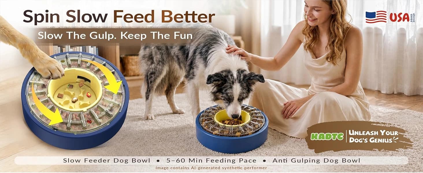 Adjustable 5-60 Min Slow Feeder Dog Bowl and Puzzle Feeder Anti-Gulping — product details
