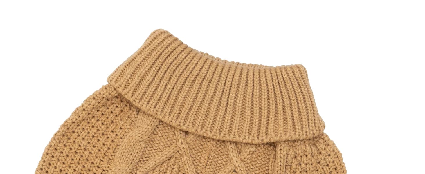 Cable Knit Turtleneck Dog Sweater with Leash Opening — collection imagery