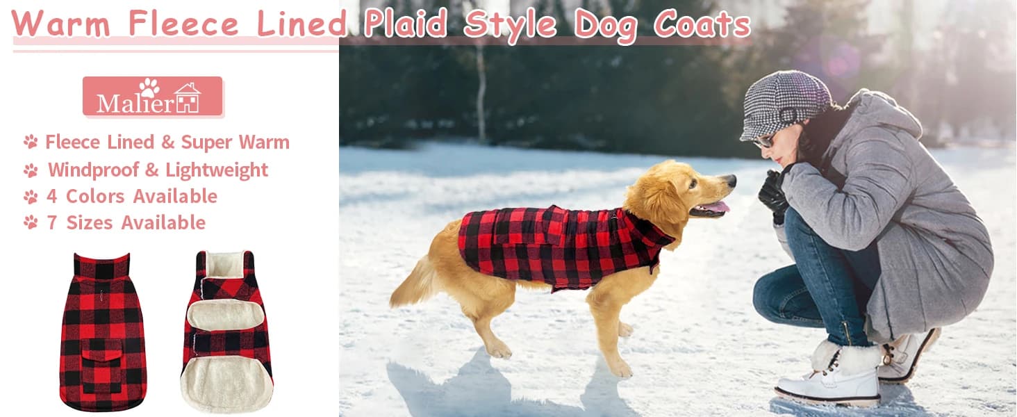Classic Fleece Plaid Dog Coat Jacket with Pocket — product details