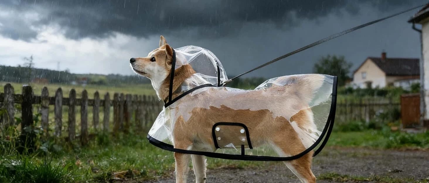 Transparent Dog Rain Poncho for Small and Medium Dogs - Thick Waterproof Raincoat with Hidden Leash Hole & — collection imagery