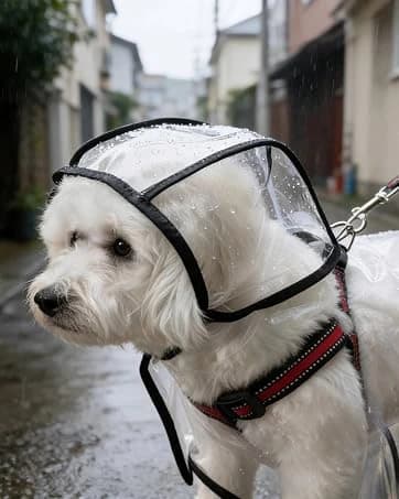 Transparent Dog Rain Poncho for Small and Medium Dogs - Thick Waterproof Raincoat with Hidden Leash Hole & — collection imagery
