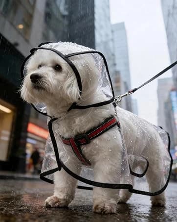 Transparent Dog Rain Poncho for Small and Medium Dogs - Thick Waterproof Raincoat with Hidden Leash Hole & — collection imagery