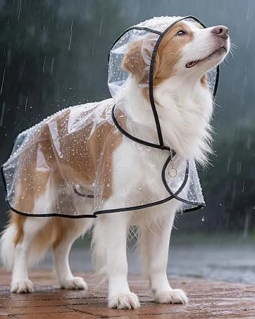 Transparent Dog Rain Poncho for Small and Medium Dogs - Thick Waterproof Raincoat with Hidden Leash Hole & — collection imagery