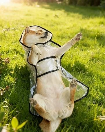 Transparent Dog Rain Poncho for Small and Medium Dogs - Thick Waterproof Raincoat with Hidden Leash Hole & — collection imagery