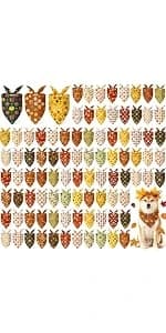 50 Pcs Fall Paw Print Dog Bandanas Bulk — Autumn Thanksgiving Party — product details