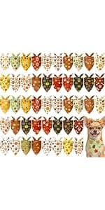 50 Pcs Fall Paw Print Dog Bandanas Bulk — Autumn Thanksgiving Party — product details