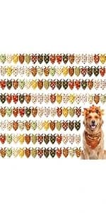 50 Pcs Fall Paw Print Dog Bandanas Bulk — Autumn Thanksgiving Party — product details