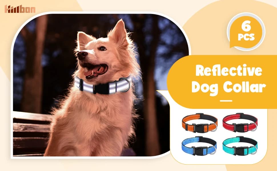 6 Pcs Reflective Dog Collar — Nylon Soft Adjustable — product details