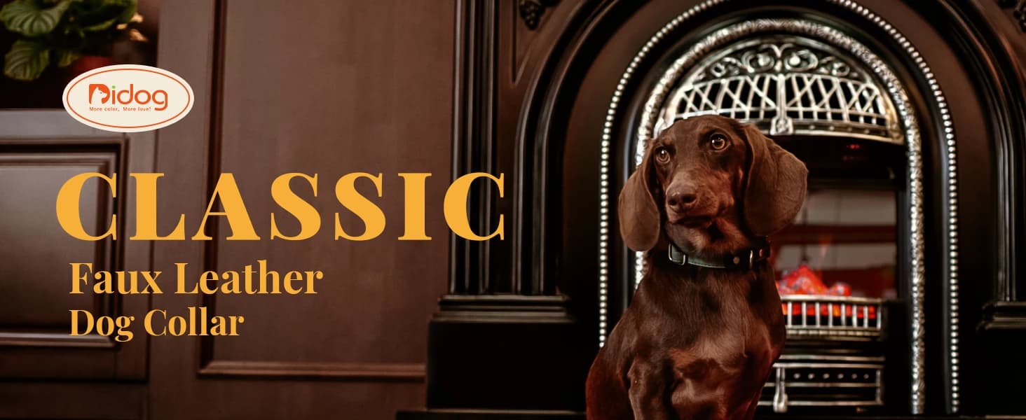 PU Leather Dog Collar for Medium Dogs — Soft Nylon Lining — Soft PU Leather Dog Collar with Quick Release Buckle and Nylon Padded