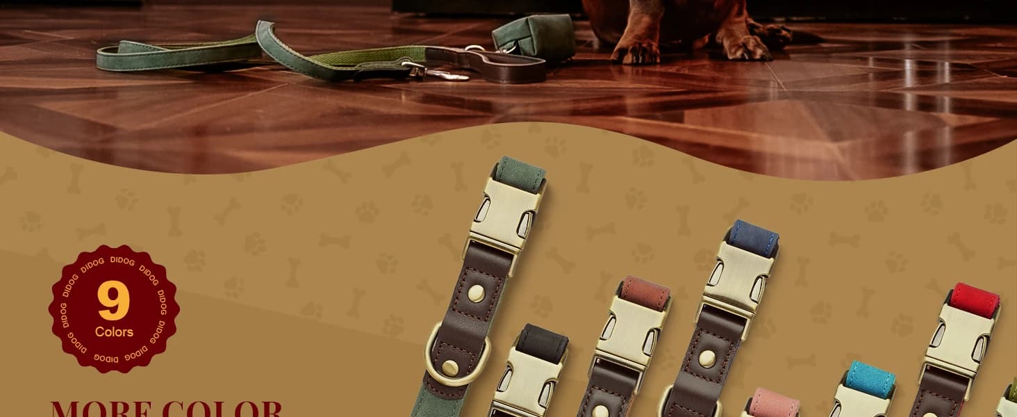 PU Leather Dog Collar for Medium Dogs — Soft Nylon Lining — product details