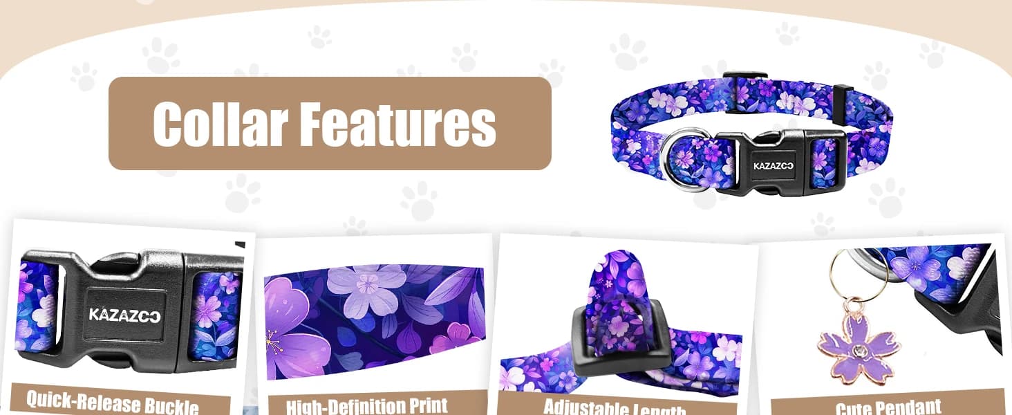 Dog Collar Cute and Soft Nylon Puppy Collar Girl Dogs — Adjustable Dog Collars for Medium Dogs — product details