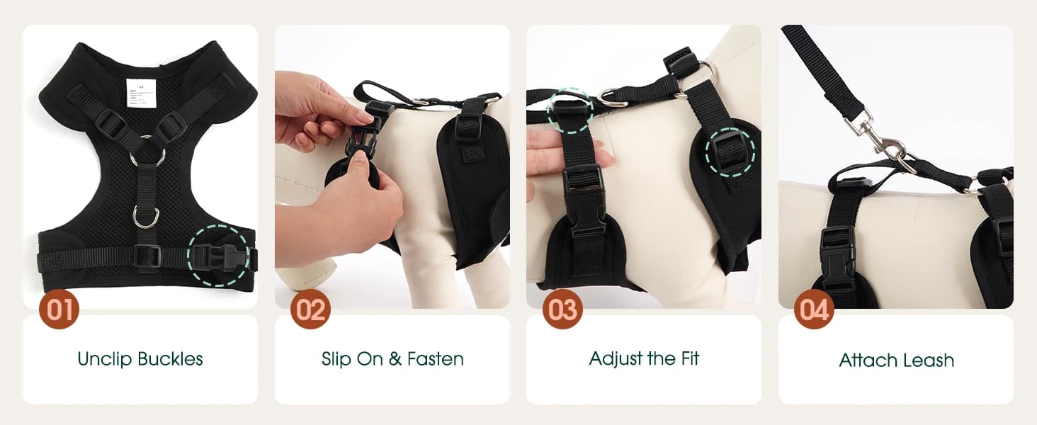 Dog Tuxedo Harness — Pet Harness No Pull for Small and Medium Dogs — Easy 4-Step Fit