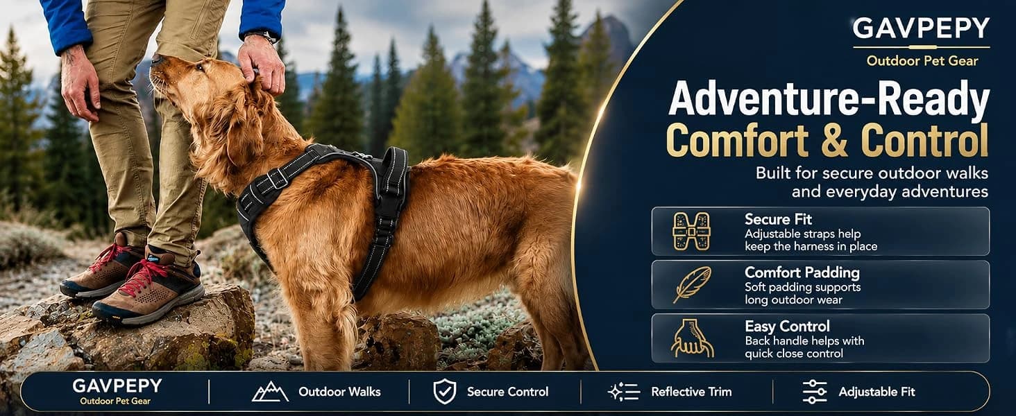 No Pull Dog Harness — Large Black Tactical Vest Harness — Built for Confident Outdoor Adventures