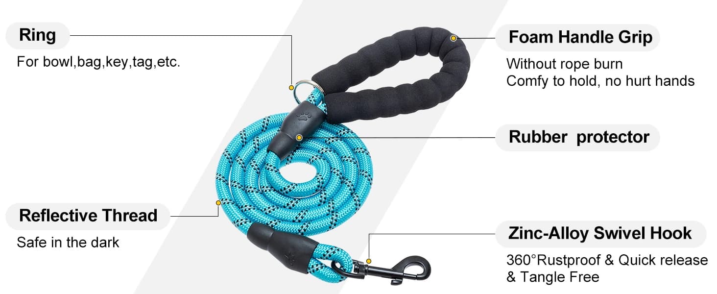 Dog Leash for Large Dogs — 5FT Heavy Duty Rope Leash Bulk — product details