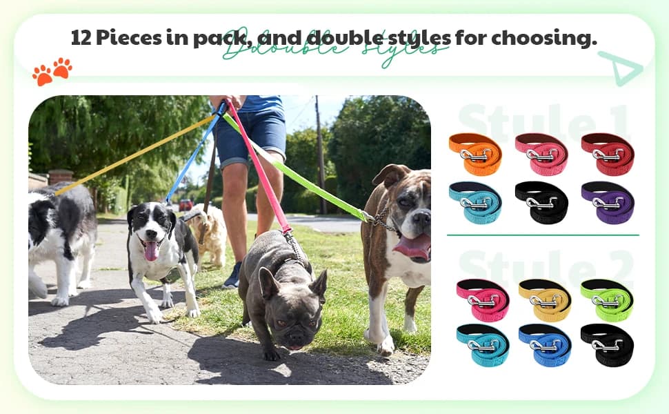 12 Pcs Double Sided Reflective Dog Leash — product details