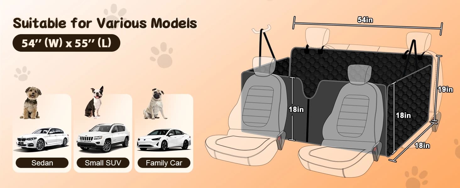 Dog Car Seat Cover for Back Seat — Waterproof Dog Hammock for Car — collection imagery