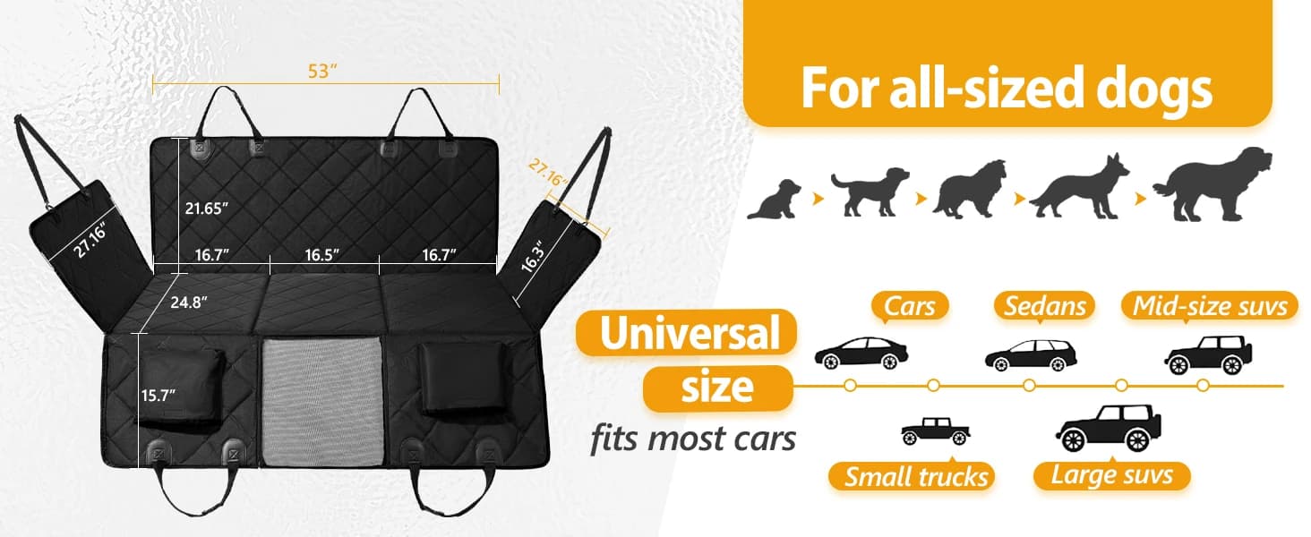 Hard Bottom Dog Car Seat Cover for Back Seat — Back Seat Extender — collection imagery