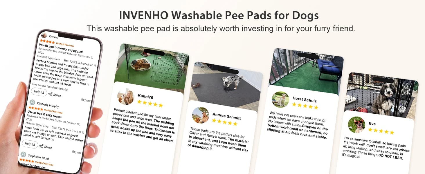 Washable Pee Pads for Dogs 72"x72" Reusable Dog Pads Extra Large Upgrade Non-Slip Dog Pee Pads Heavy Absorbency — product details