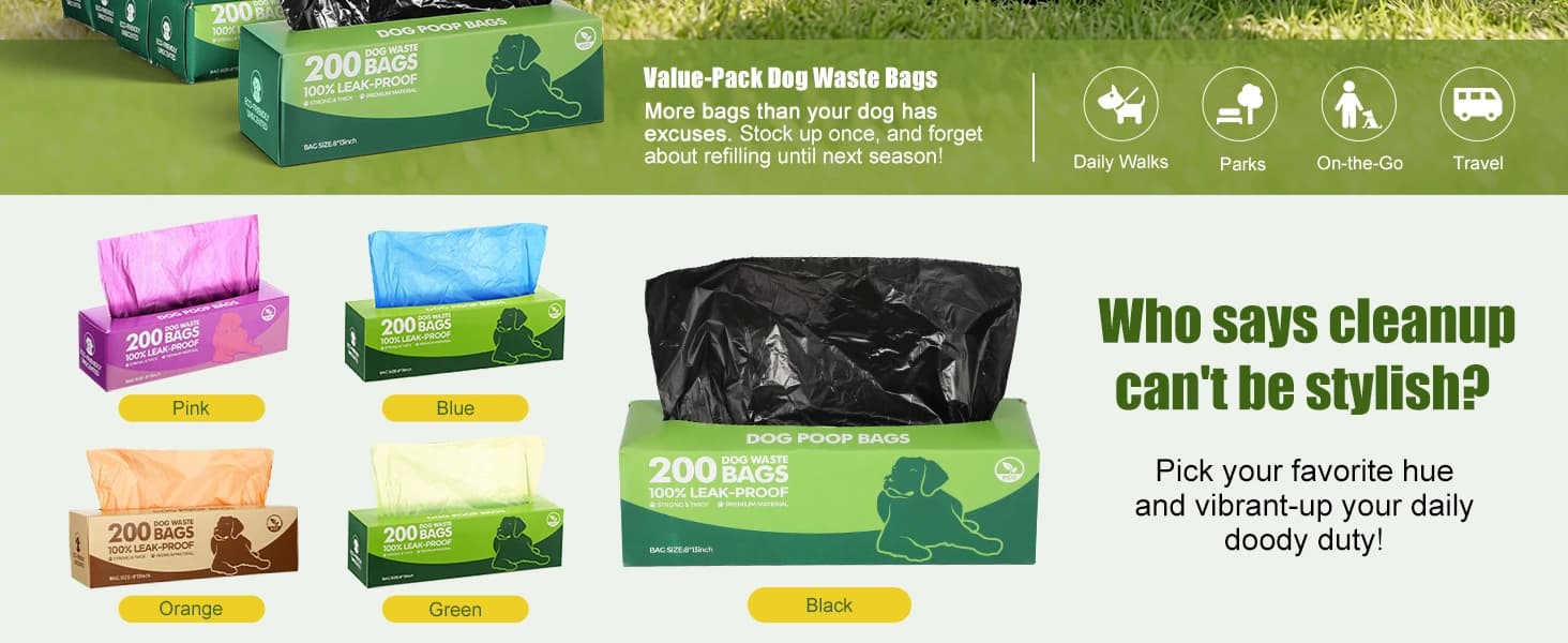 20 Rolls 4000 Ct Dog Poop Bags Leak Proof — product details