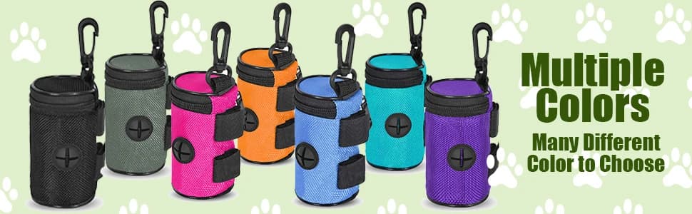 Dog Poop Bag Dispenser Holder — Soft Waste Bags Roll Holders Leash Clip Black — collection imagery