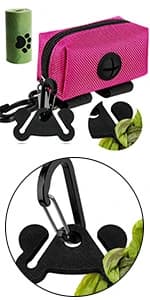 Dog Poop Bag Dispenser Holder — Soft Waste Bags Roll Holders Leash Clip Black — product details