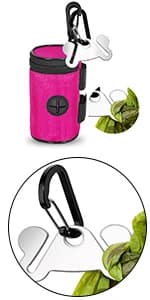 Dog Poop Bag Dispenser Holder — Soft Waste Bags Roll Holders Leash Clip Black — product details