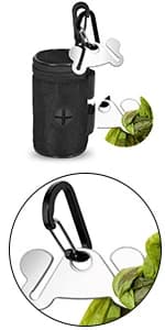 Dog Poop Bag Dispenser Holder — Soft Waste Bags Roll Holders Leash Clip Black — product details