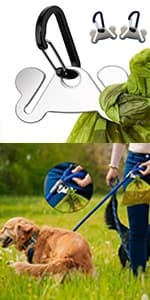 Dog Poop Bag Dispenser Holder — Soft Waste Bags Roll Holders Leash Clip Black — product details