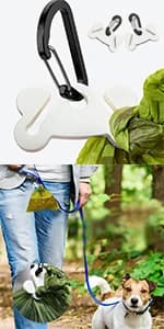 Dog Poop Bag Dispenser Holder — Soft Waste Bags Roll Holders Leash Clip Black — product details