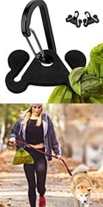 Dog Poop Bag Dispenser Holder — Soft Waste Bags Roll Holders Leash Clip Black — product details