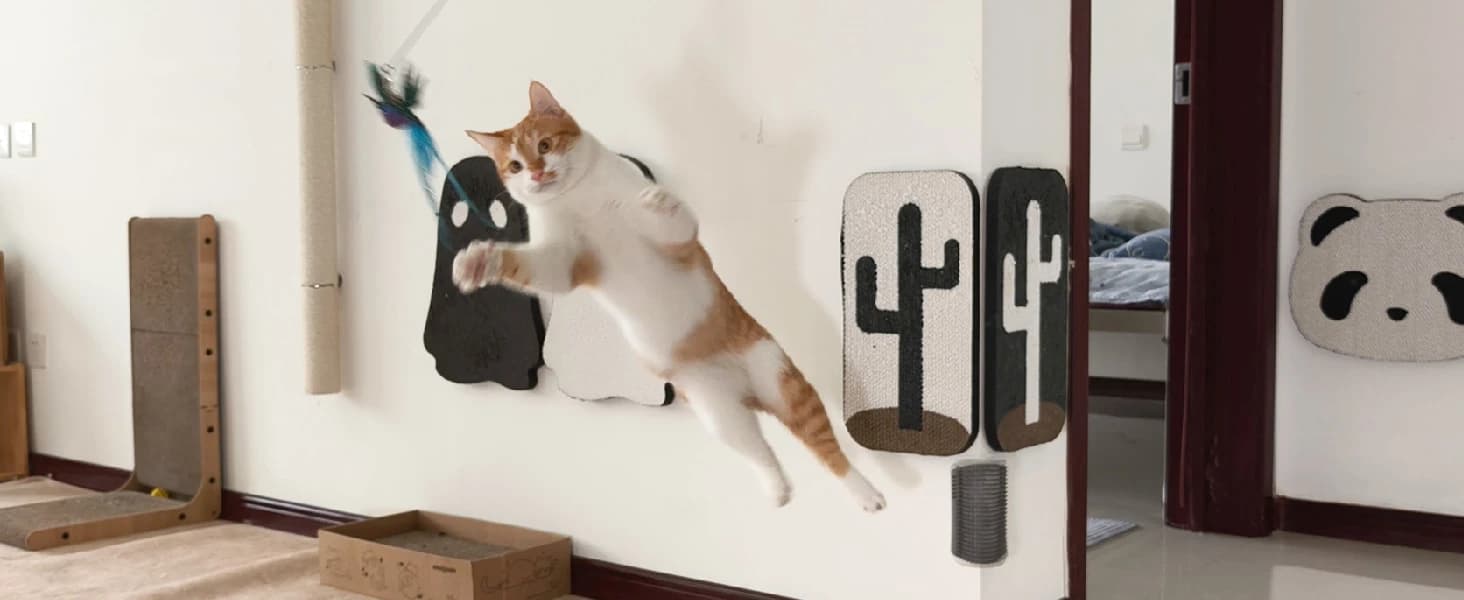 35" Steel Wire Cat Wand Toy and 6PCS Realistic Feather Bird Refills — ENRICHES CATS' LIVES