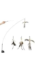 3 Pack 22.8" Extra Long Cat Feather Wand Toys — product details