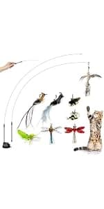 3 Pack 22.8" Extra Long Cat Feather Wand Toys — product details