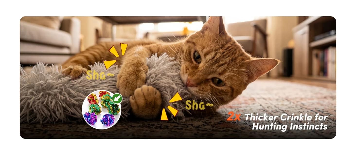 Catnip Cat Toys 4 Pack — Soft Cat Pillow Kicker Toys with Crinkle Sound — collection imagery